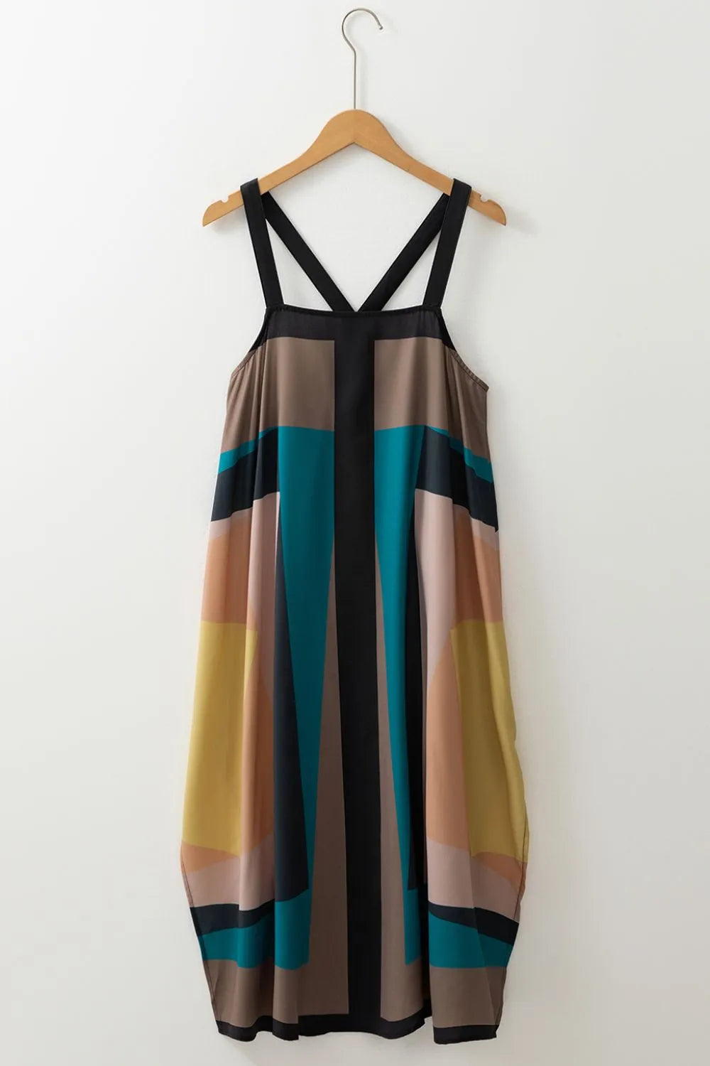 Color Block Square Neck Wide Strap Dress - Codrington Expressions