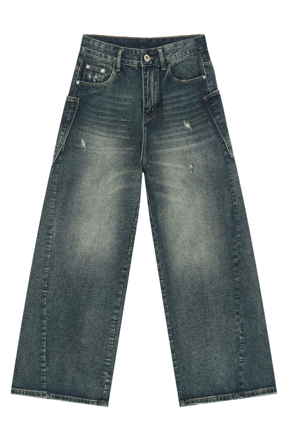 Men's Distressed Detail Wide Leg Jeans - Codrington Expressions