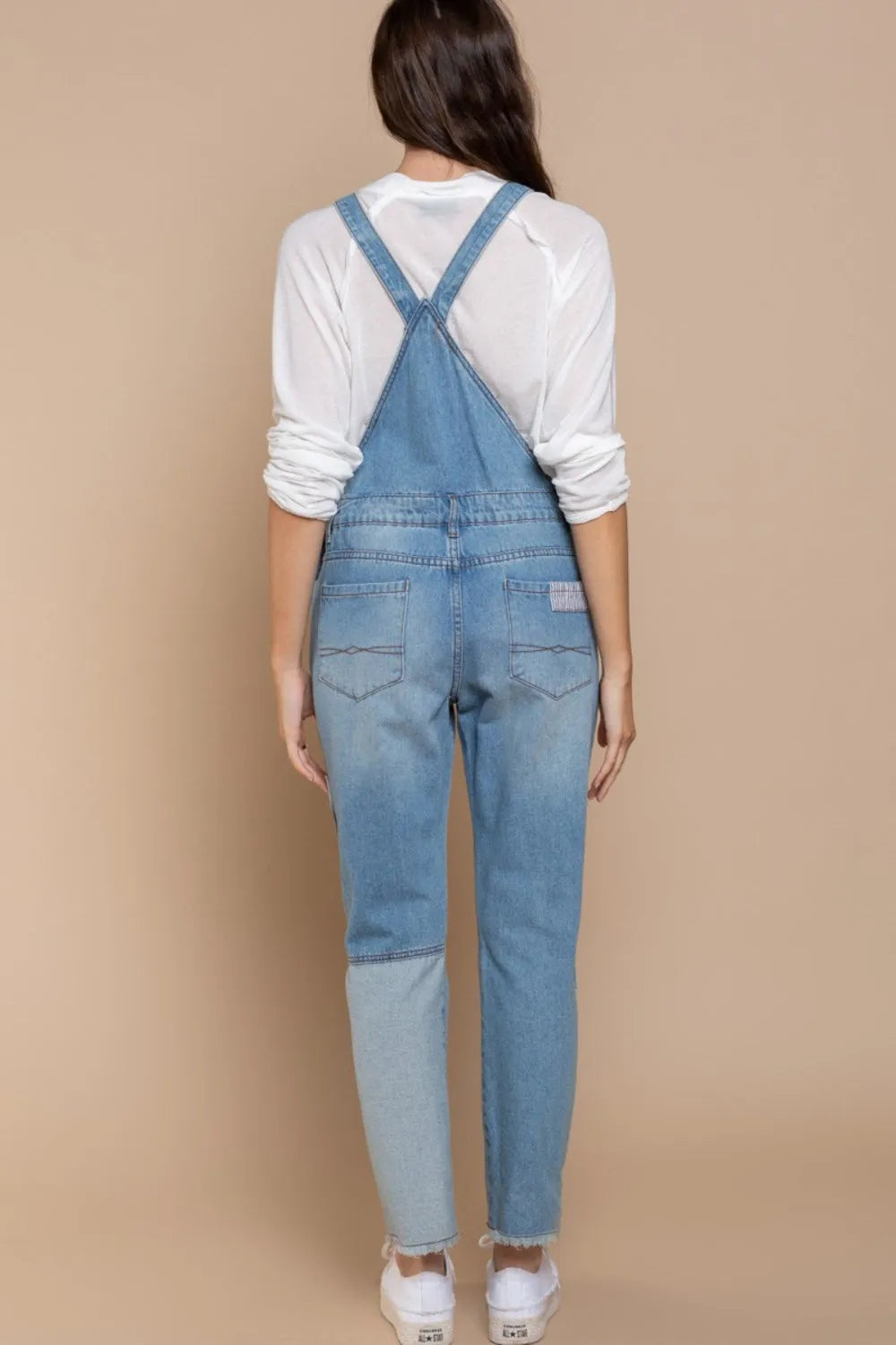 POL Front Chest Zipper Slim Leg Denim Overalls - Codrington Expressions