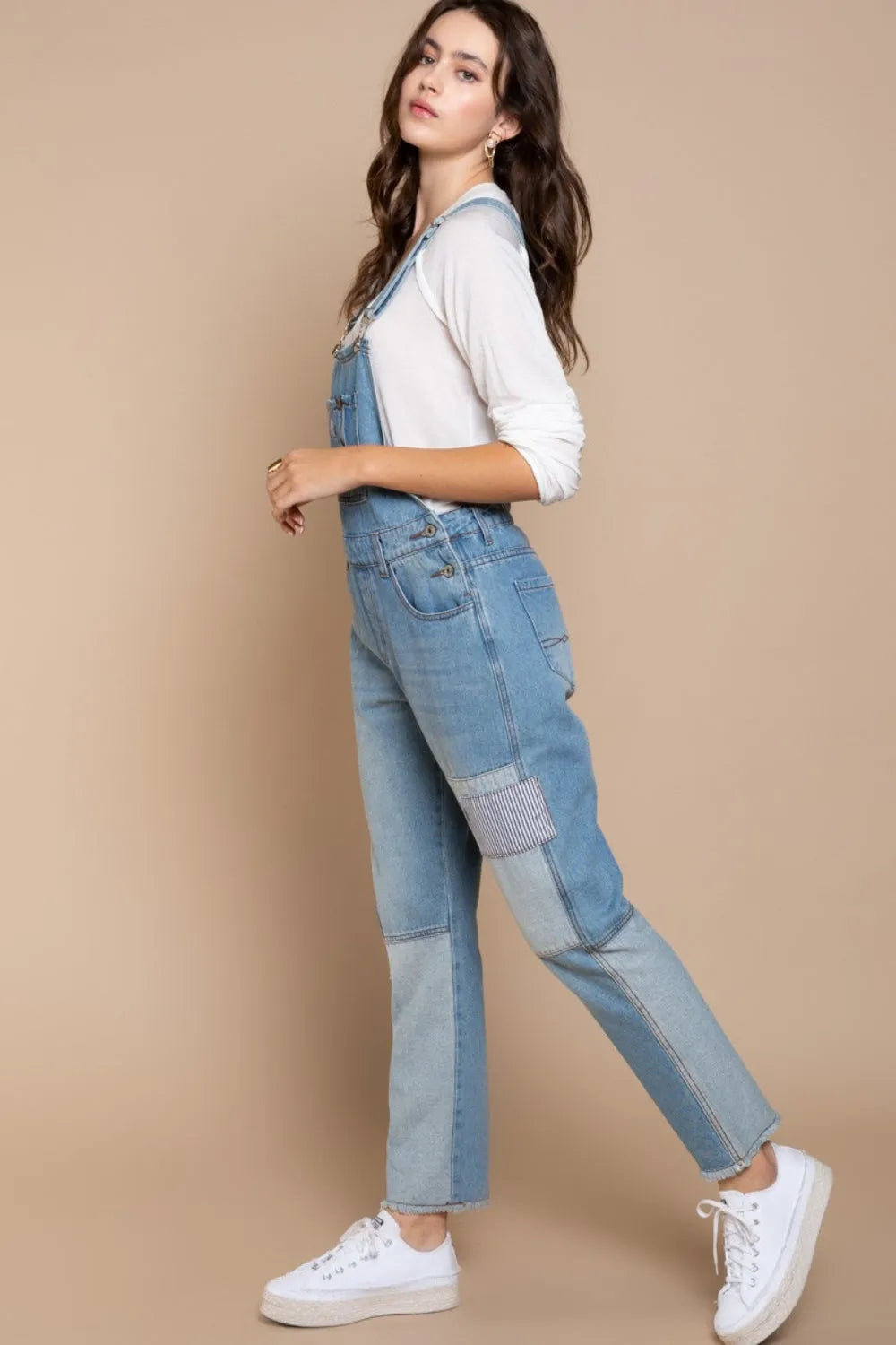 POL Front Chest Zipper Slim Leg Denim Overalls - Codrington Expressions