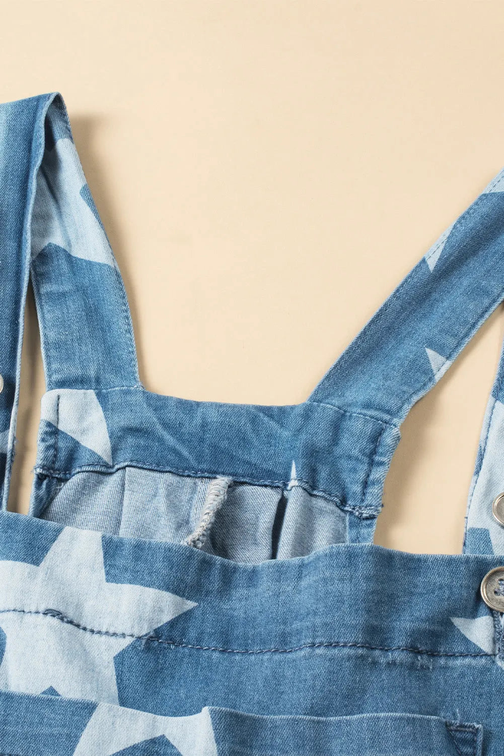 Star Print Buttoned Strap Wide Leg Denim Overalls - Codrington Expressions