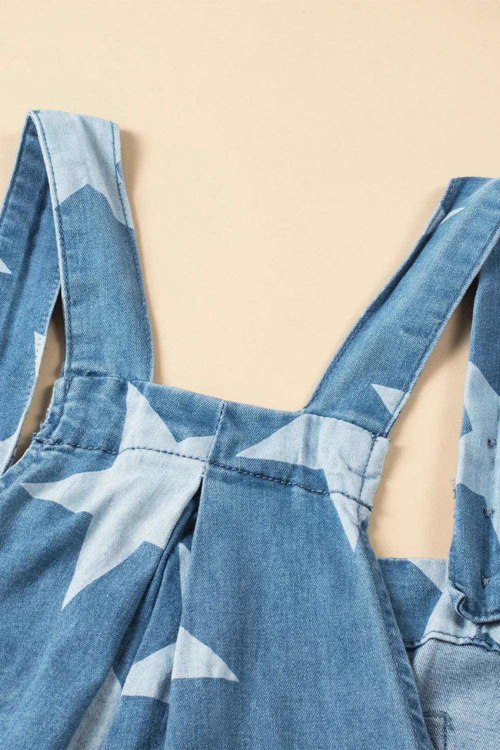 Star Print Buttoned Strap Wide Leg Denim Overalls - Codrington Expressions