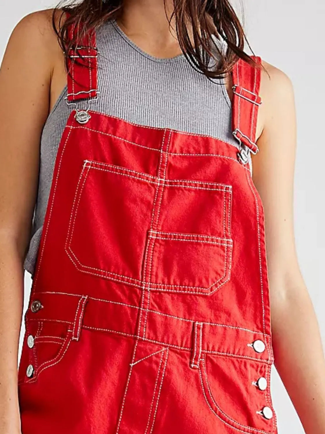 Wide Strap Square Neck Denim Overalls - Codrington Expressions