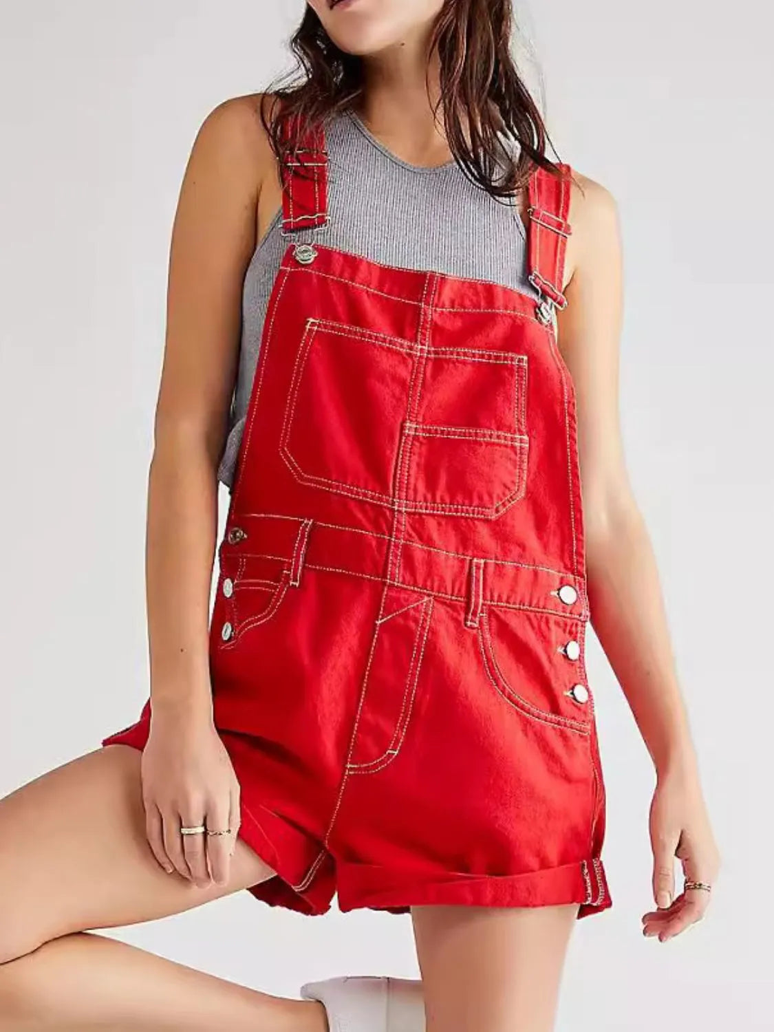 Wide Strap Square Neck Denim Overalls - Codrington Expressions