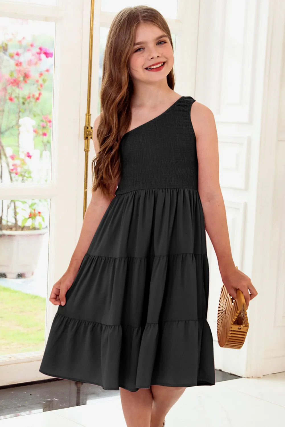 One-Shoulder Sleeveless Tiered Dress - Codrington Expressions