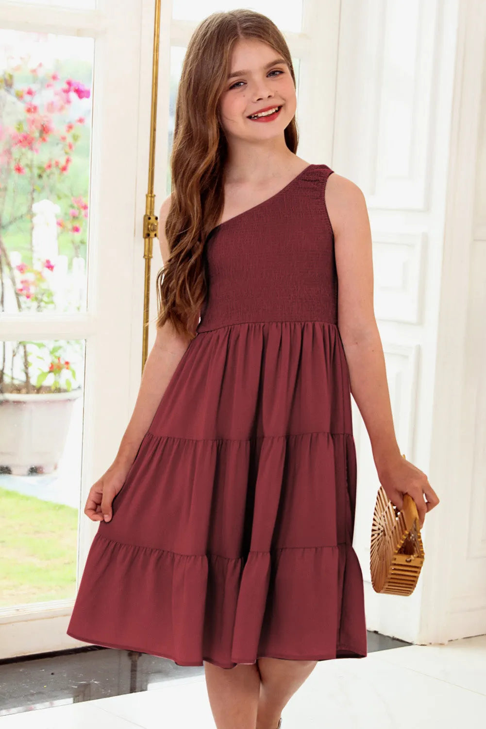 One-Shoulder Sleeveless Tiered Dress - Codrington Expressions