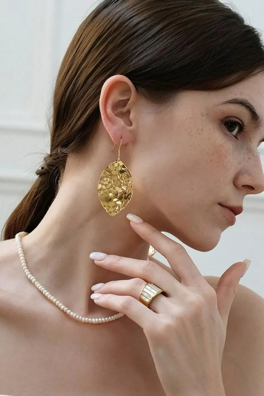 Brass Cutout Leaf Shape Earrings - Codrington Expressions