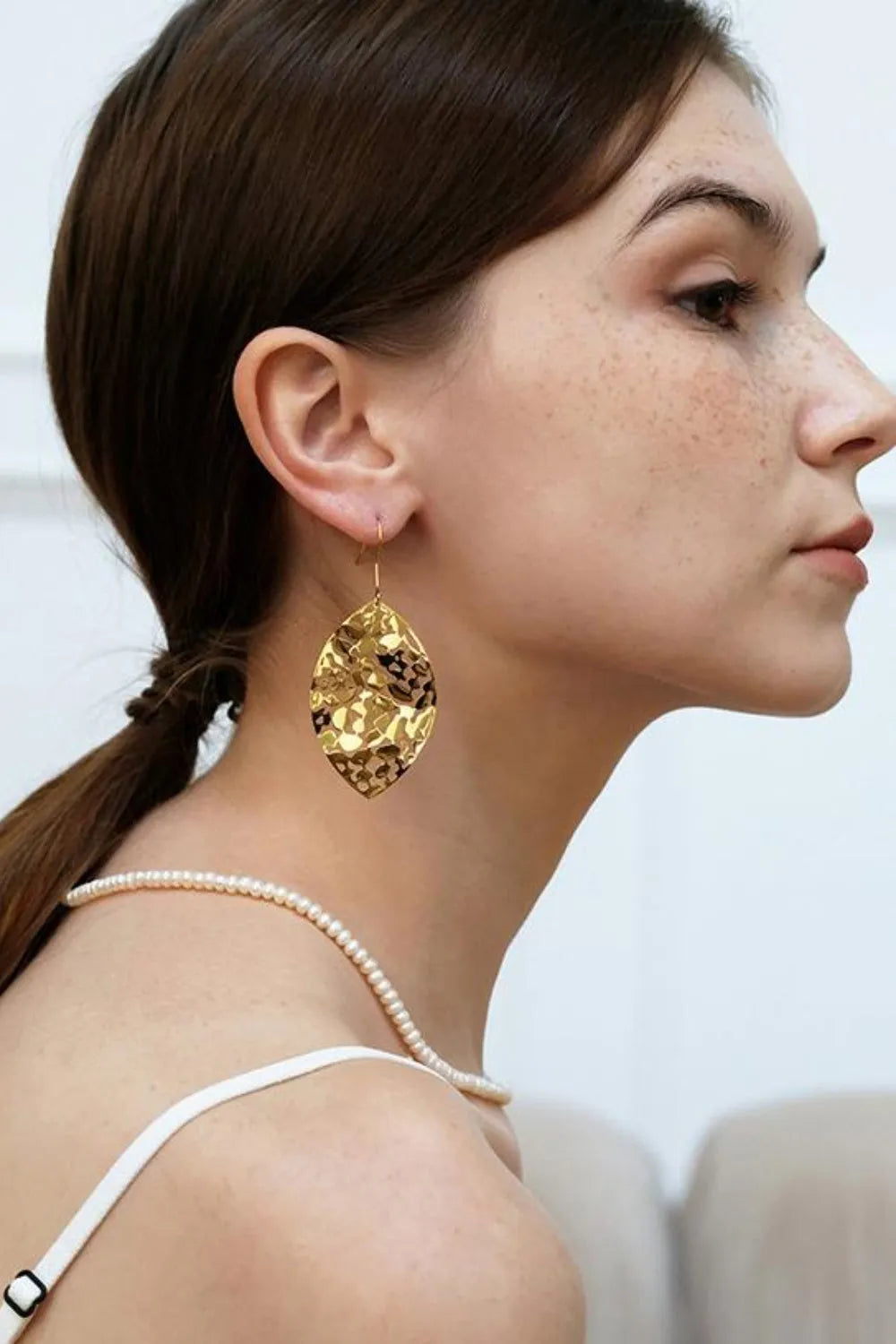 Brass Cutout Leaf Shape Earrings - Codrington Expressions