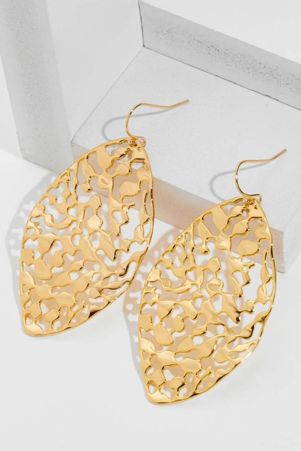 Brass Cutout Leaf Shape Earrings - Codrington Expressions
