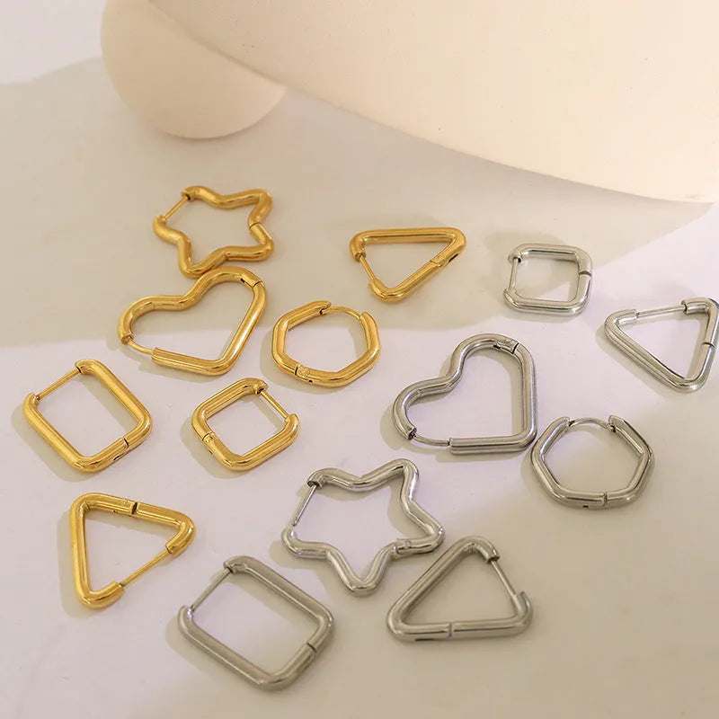 Titanium Steel Geometric Huggie Earrings - Codrington Expressions