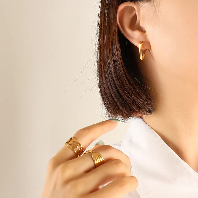 Titanium Steel Geometric Huggie Earrings - Codrington Expressions