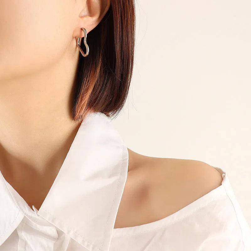 Titanium Steel Geometric Huggie Earrings - Codrington Expressions