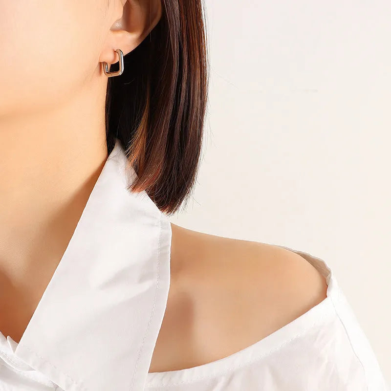 Titanium Steel Geometric Huggie Earrings - Codrington Expressions