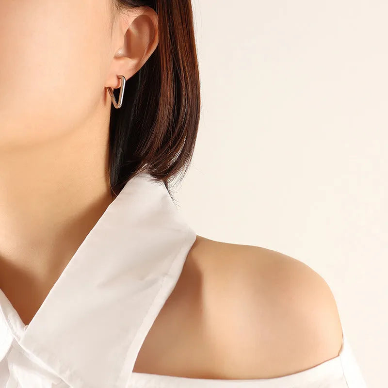Titanium Steel Geometric Huggie Earrings - Codrington Expressions