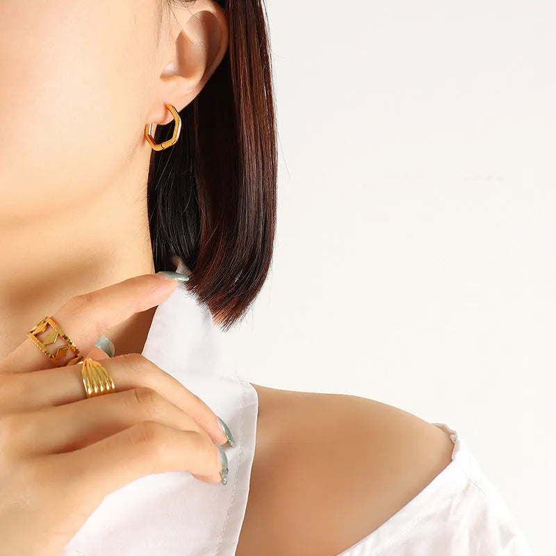 Titanium Steel Geometric Huggie Earrings - Codrington Expressions