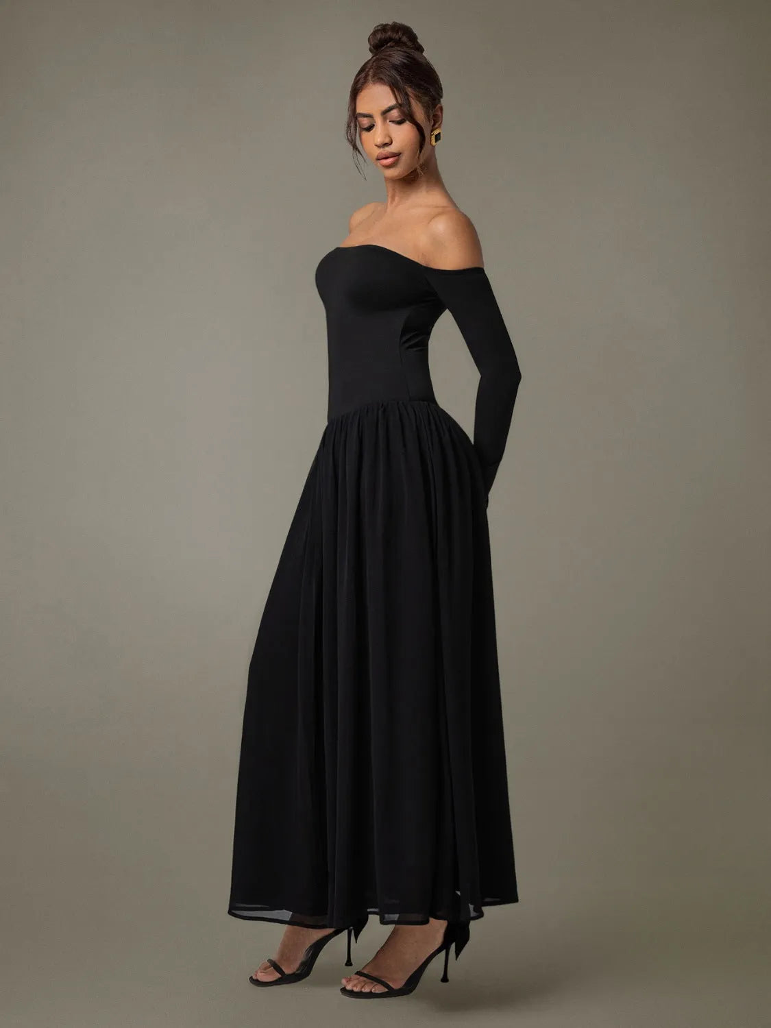 Off Shoulder Long Sleeve Maxi Dress - Codrington Expressions