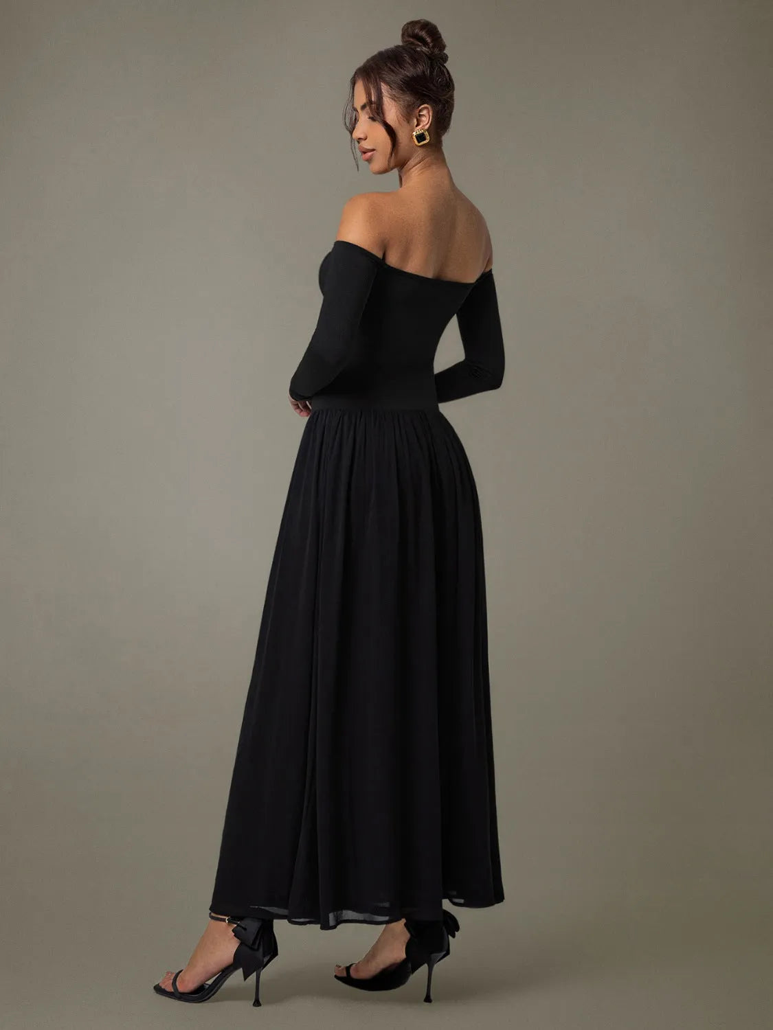 Off Shoulder Long Sleeve Maxi Dress - Codrington Expressions