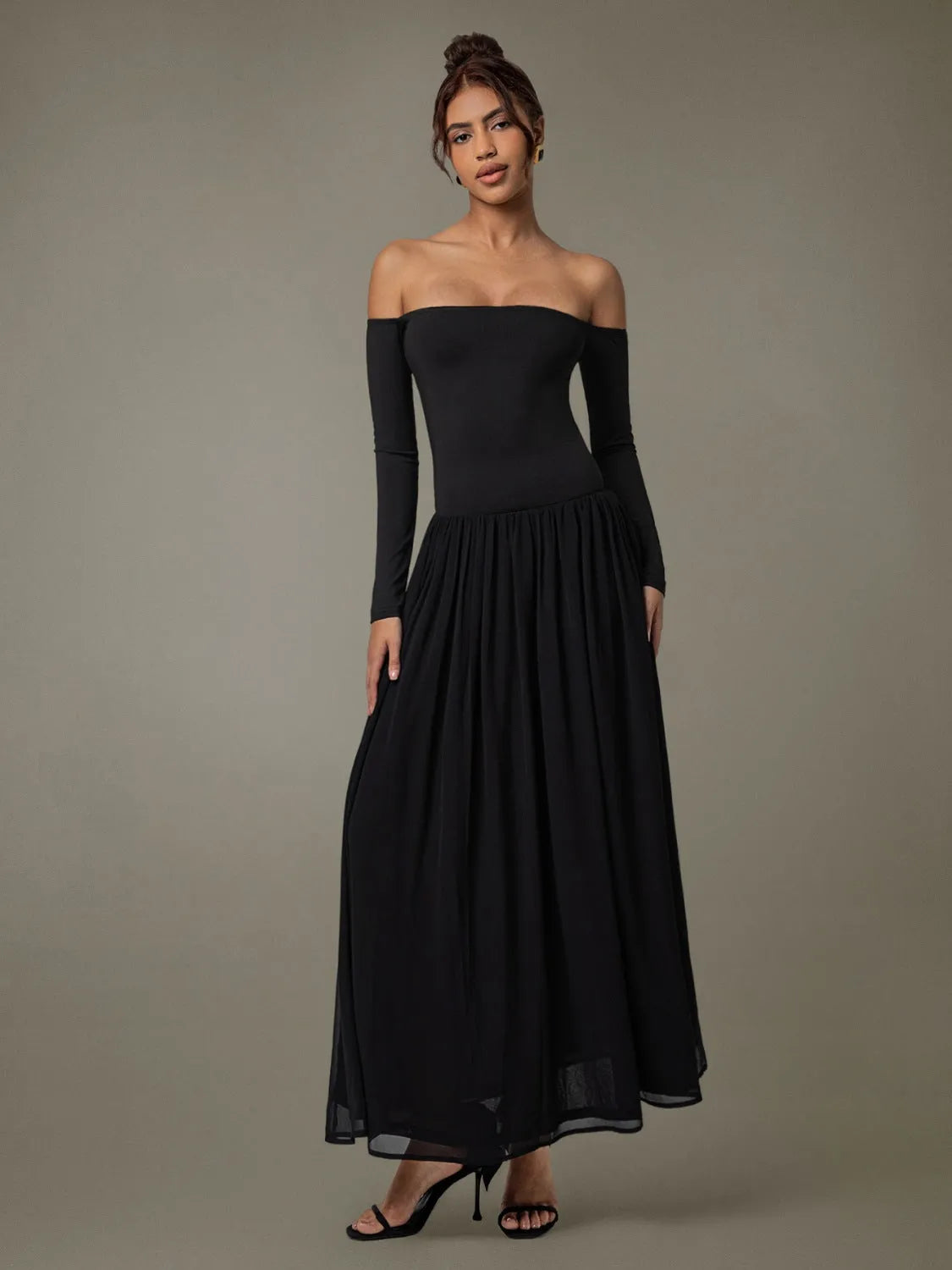 Off Shoulder Long Sleeve Maxi Dress - Codrington Expressions