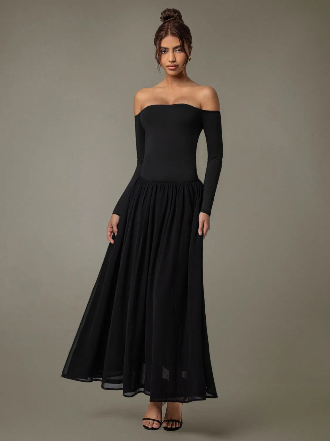 Off Shoulder Long Sleeve Maxi Dress - Codrington Expressions