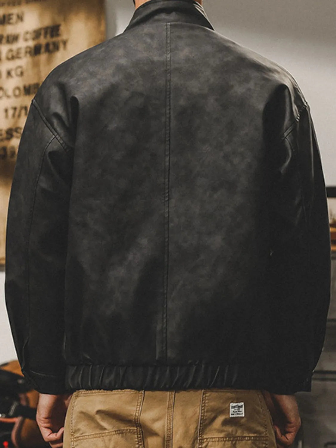 Men's Plus Size Zip Up Stand Collar Biker Jacket - Codrington Expressions