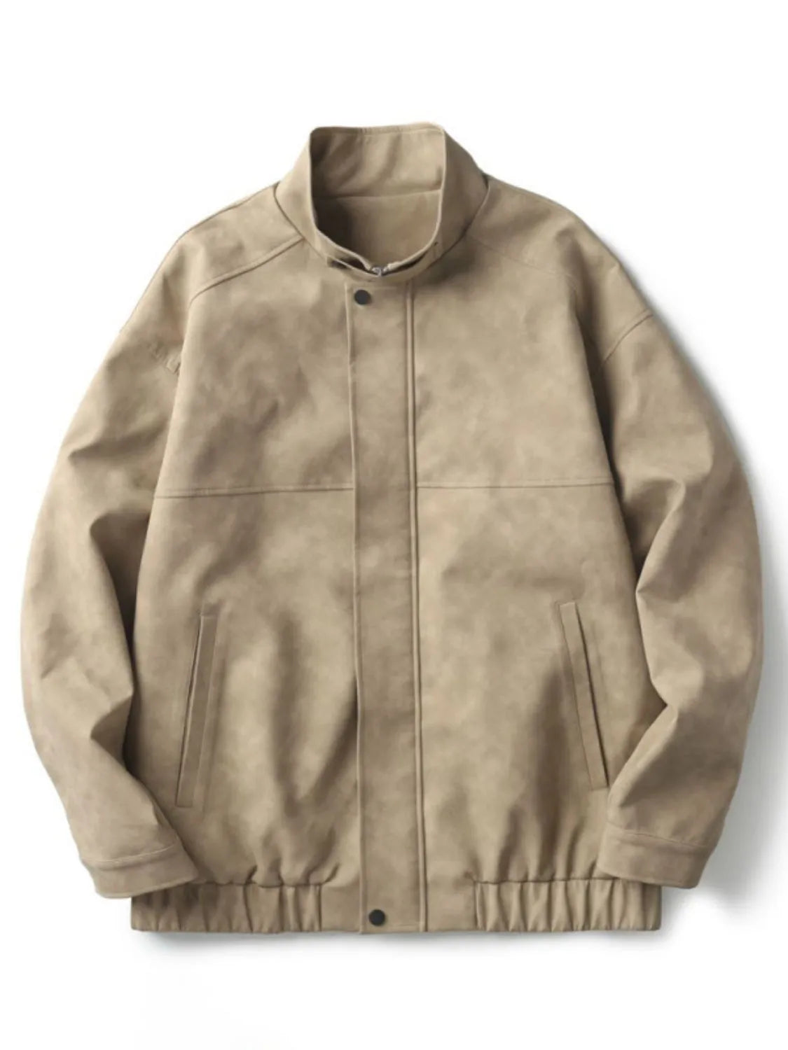 Men's Plus Size Zip Up Stand Collar Biker Jacket - Codrington Expressions