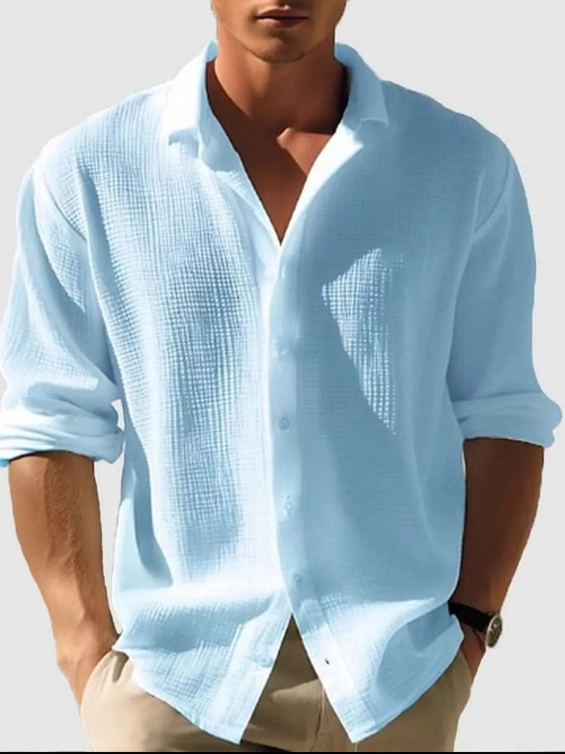 Men's Full Size Collared Neck Button Down Long Sleeve Shirt Plus Size - Codrington Expressions