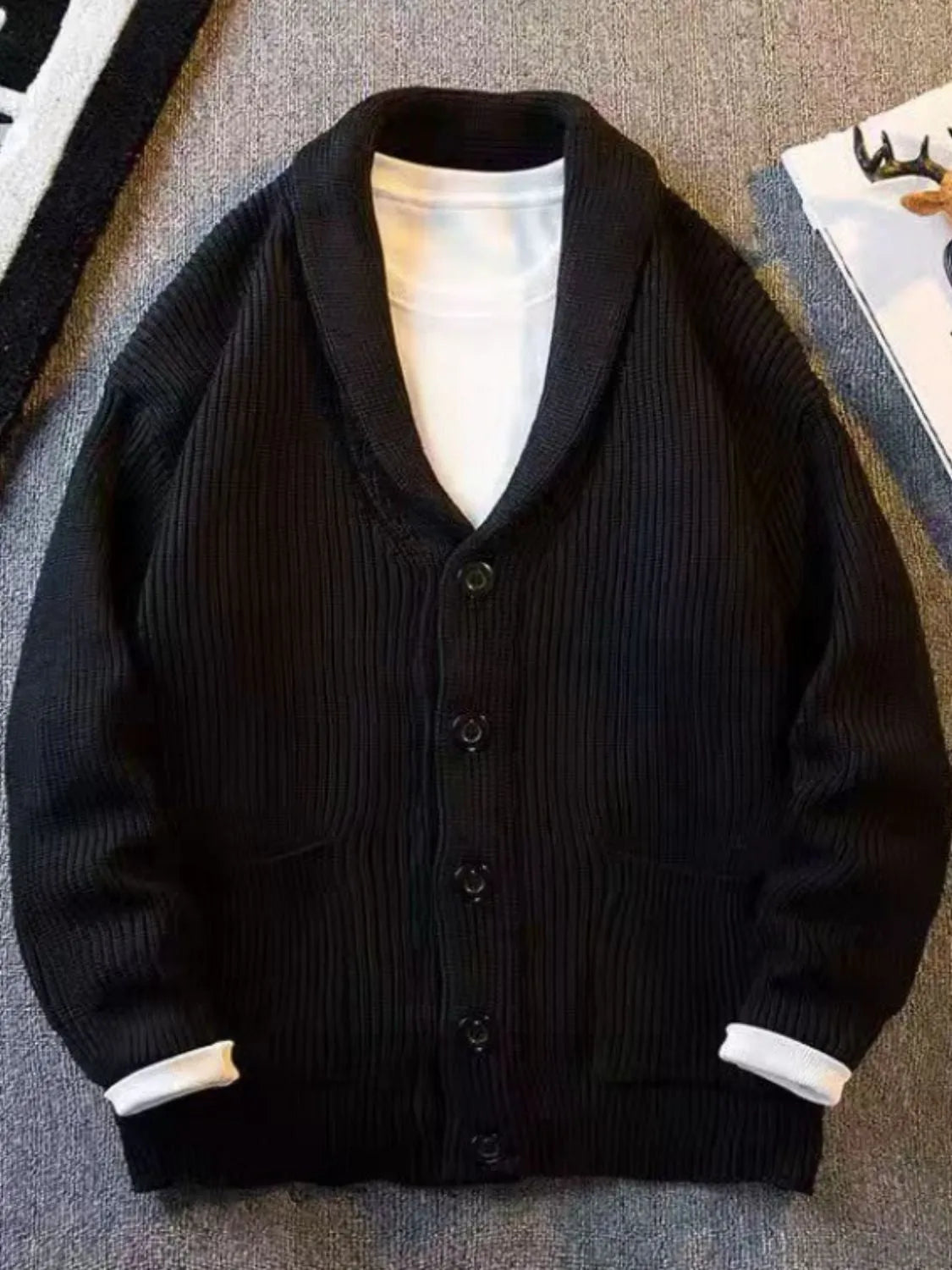 Men's Plus Size Button Down Long Sleeve Cardigan - Codrington Expressions