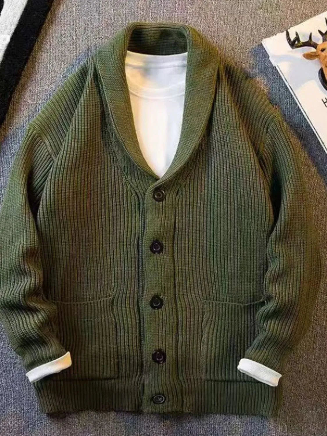 Men's Plus Size Button Down Long Sleeve Cardigan - Codrington Expressions