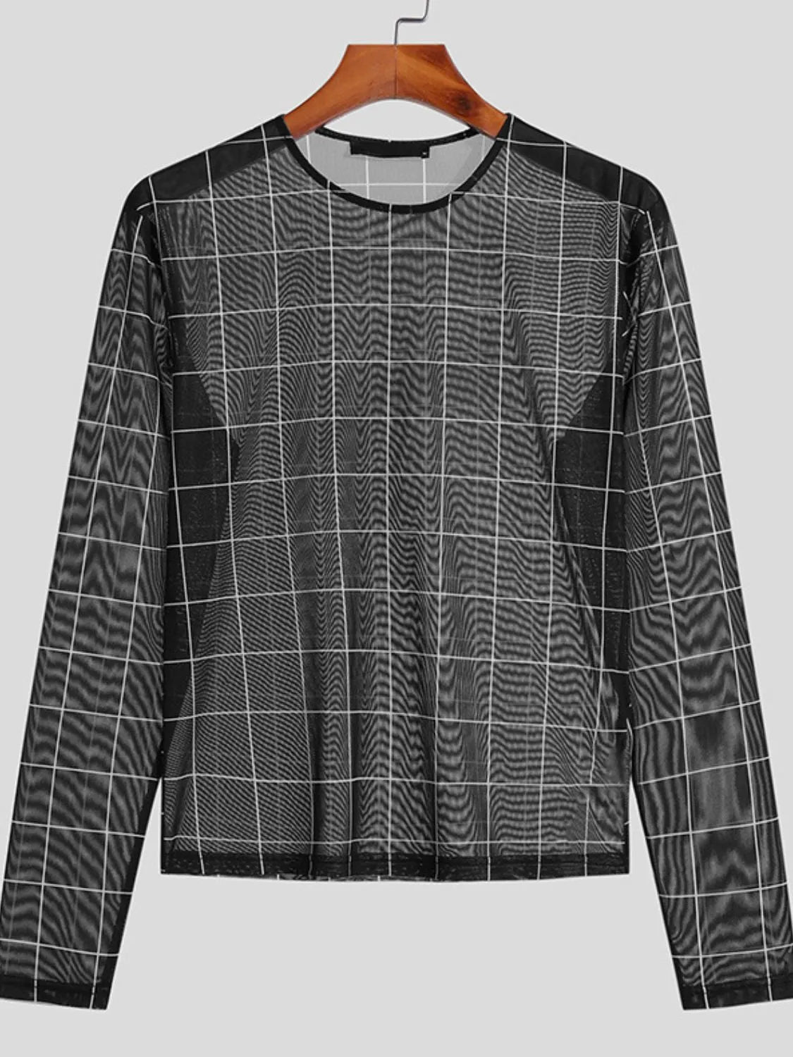 Men's Full Size Plaid Round Neck Long Sleeve Top Plus Size - Codrington Expressions