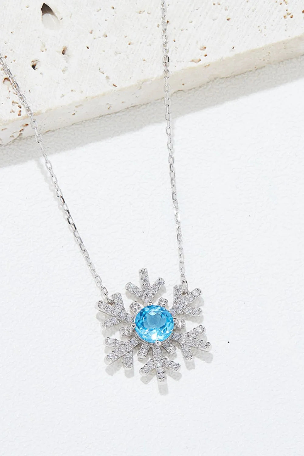 925 Sterling Silver Topaz Snowflake Shape Necklace - Codrington Expressions