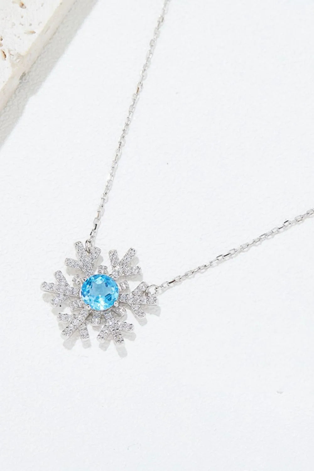 925 Sterling Silver Topaz Snowflake Shape Necklace - Codrington Expressions