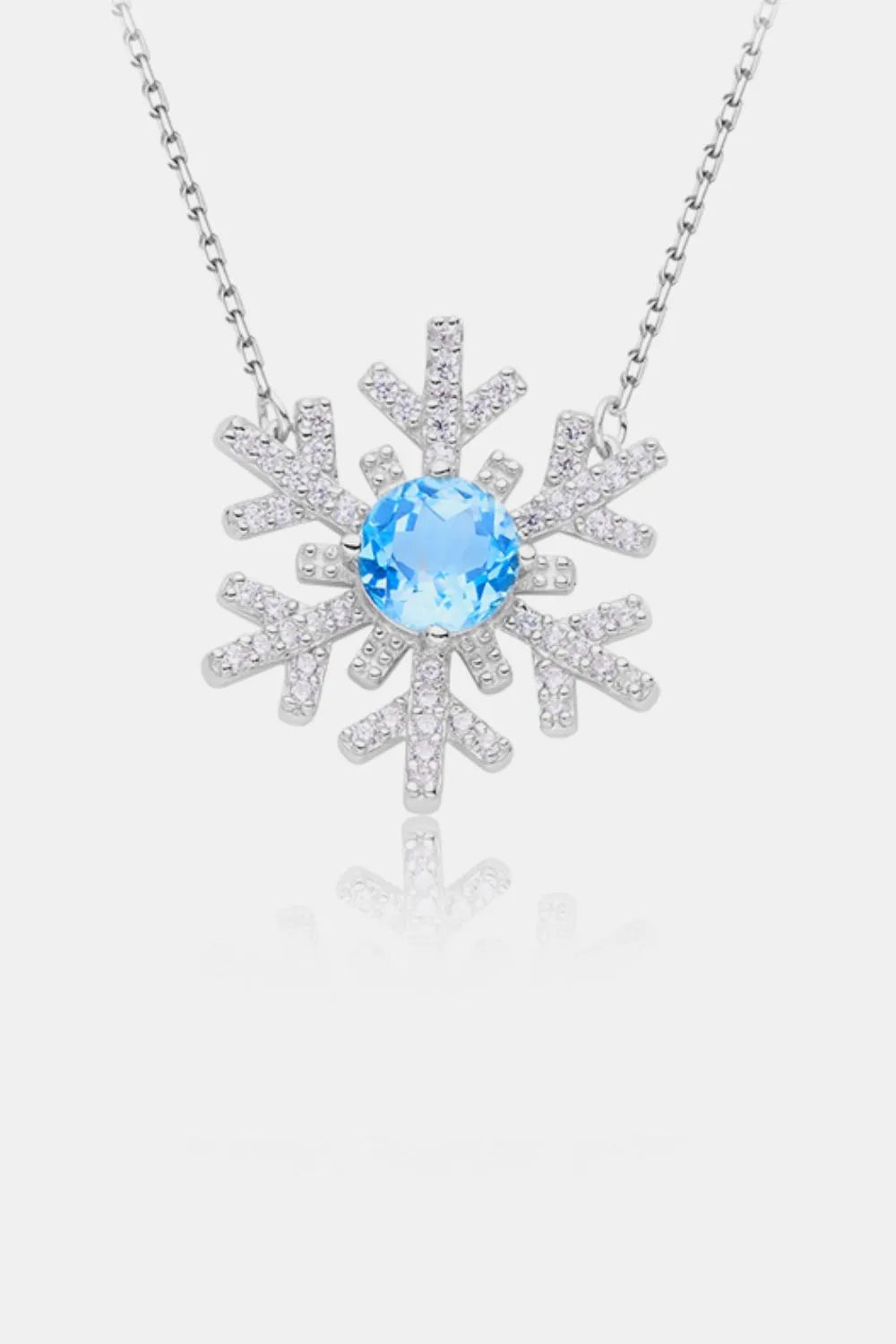 925 Sterling Silver Topaz Snowflake Shape Necklace - Codrington Expressions