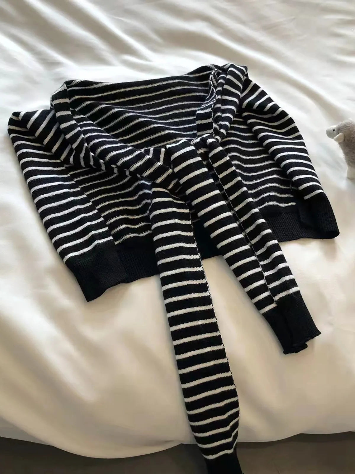 Striped Contrast Knit Wrap - Codrington Expressions