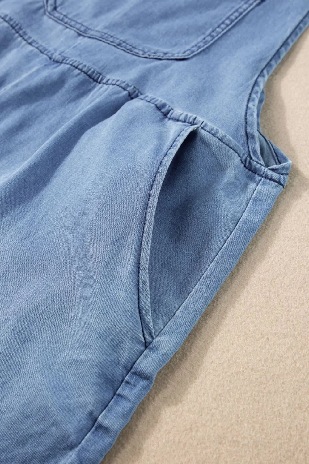 Square Neck Denim Overalls with Pockets - Codrington Expressions