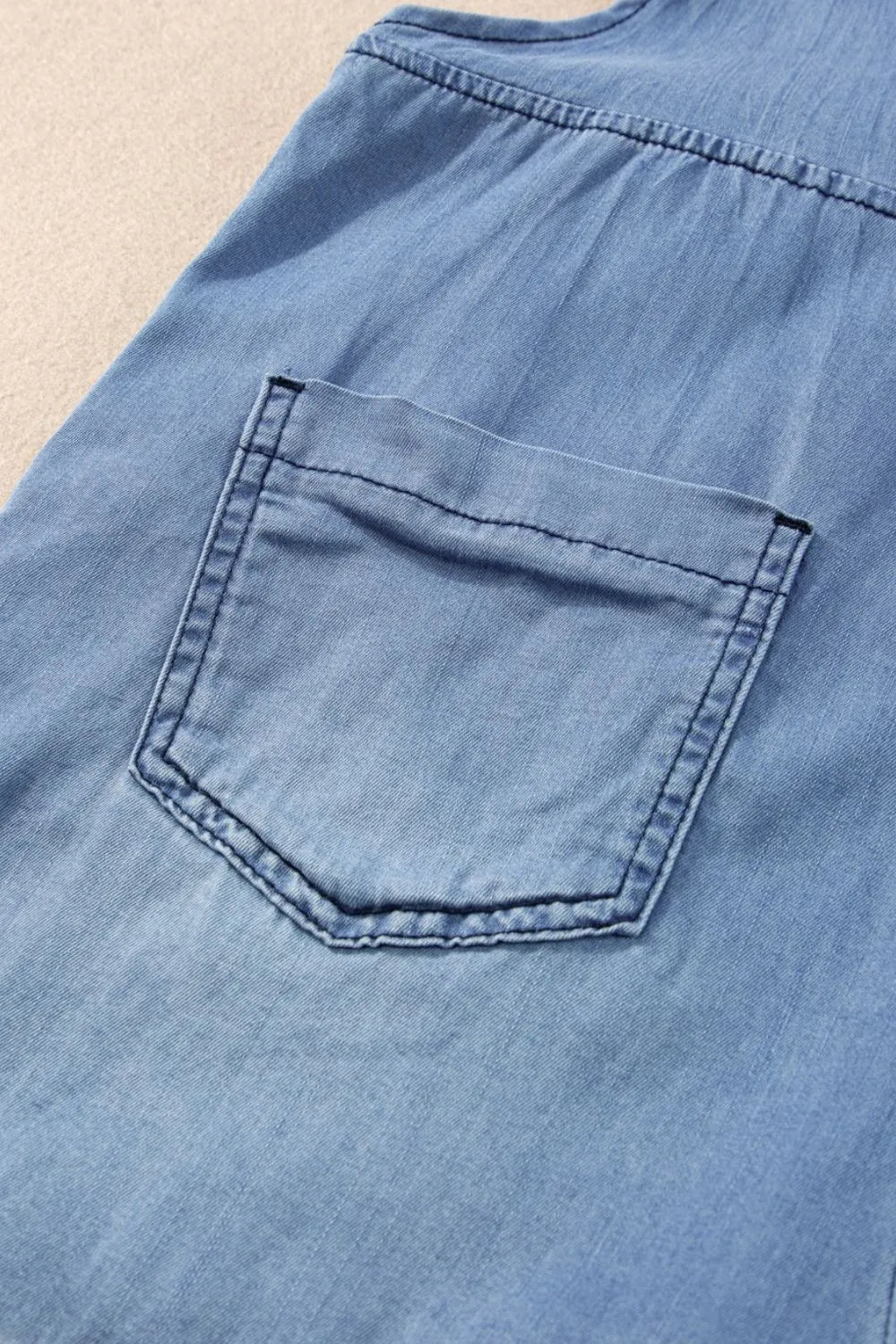 Square Neck Denim Overalls with Pockets - Codrington Expressions