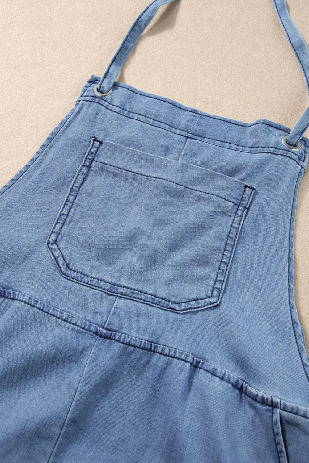 Square Neck Denim Overalls with Pockets - Codrington Expressions