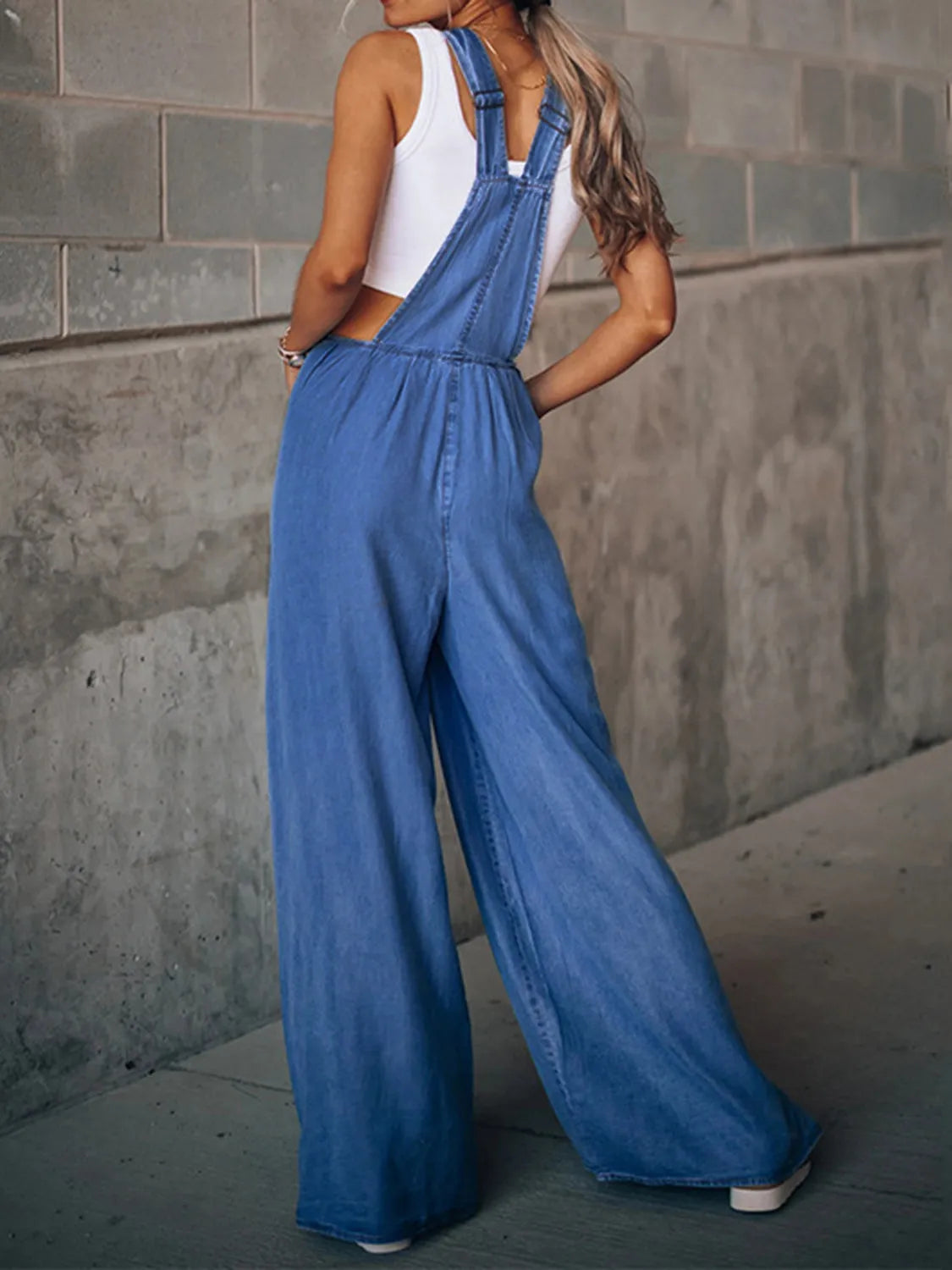 Wide Leg Denim Overalls - Codrington Expressions