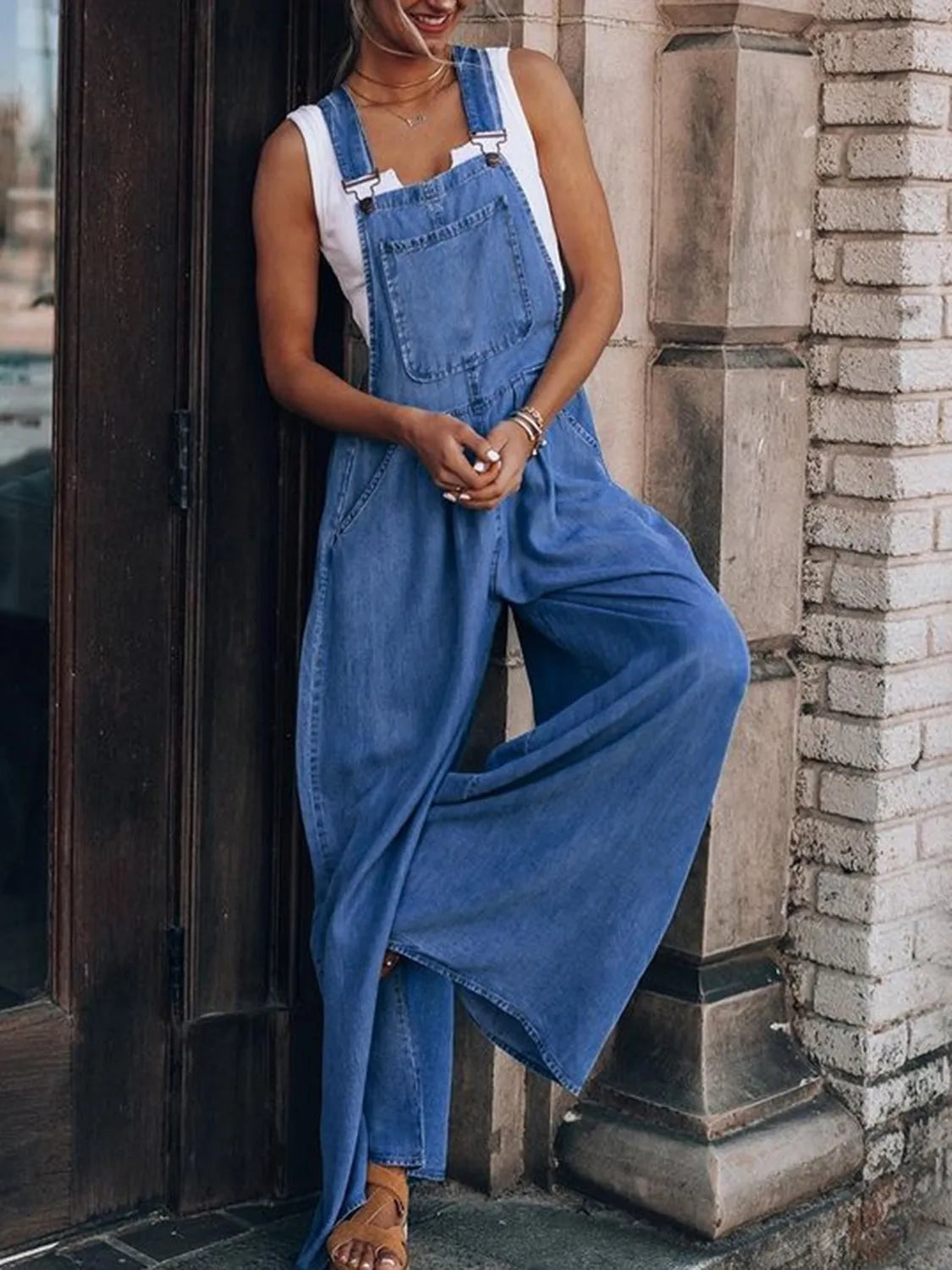 Wide Leg Denim Overalls - Codrington Expressions