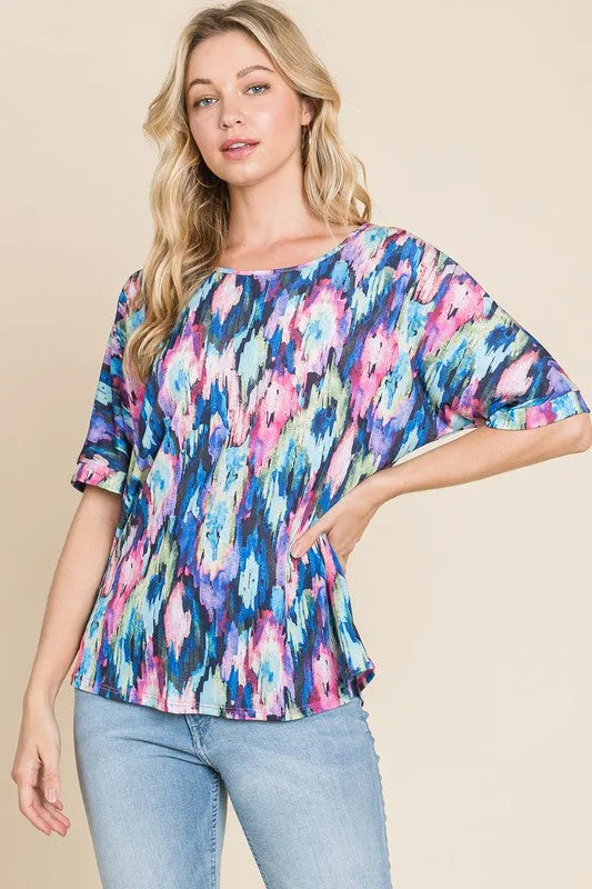 BOMBOM Lightweight Contrast Round Neck Short Sleeve T-Shirt - Codrington Expressions