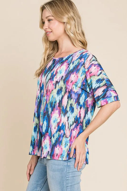 BOMBOM Lightweight Contrast Round Neck Short Sleeve T-Shirt - Codrington Expressions