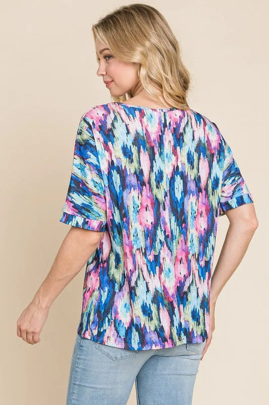 BOMBOM Lightweight Contrast Round Neck Short Sleeve T-Shirt - Codrington Expressions