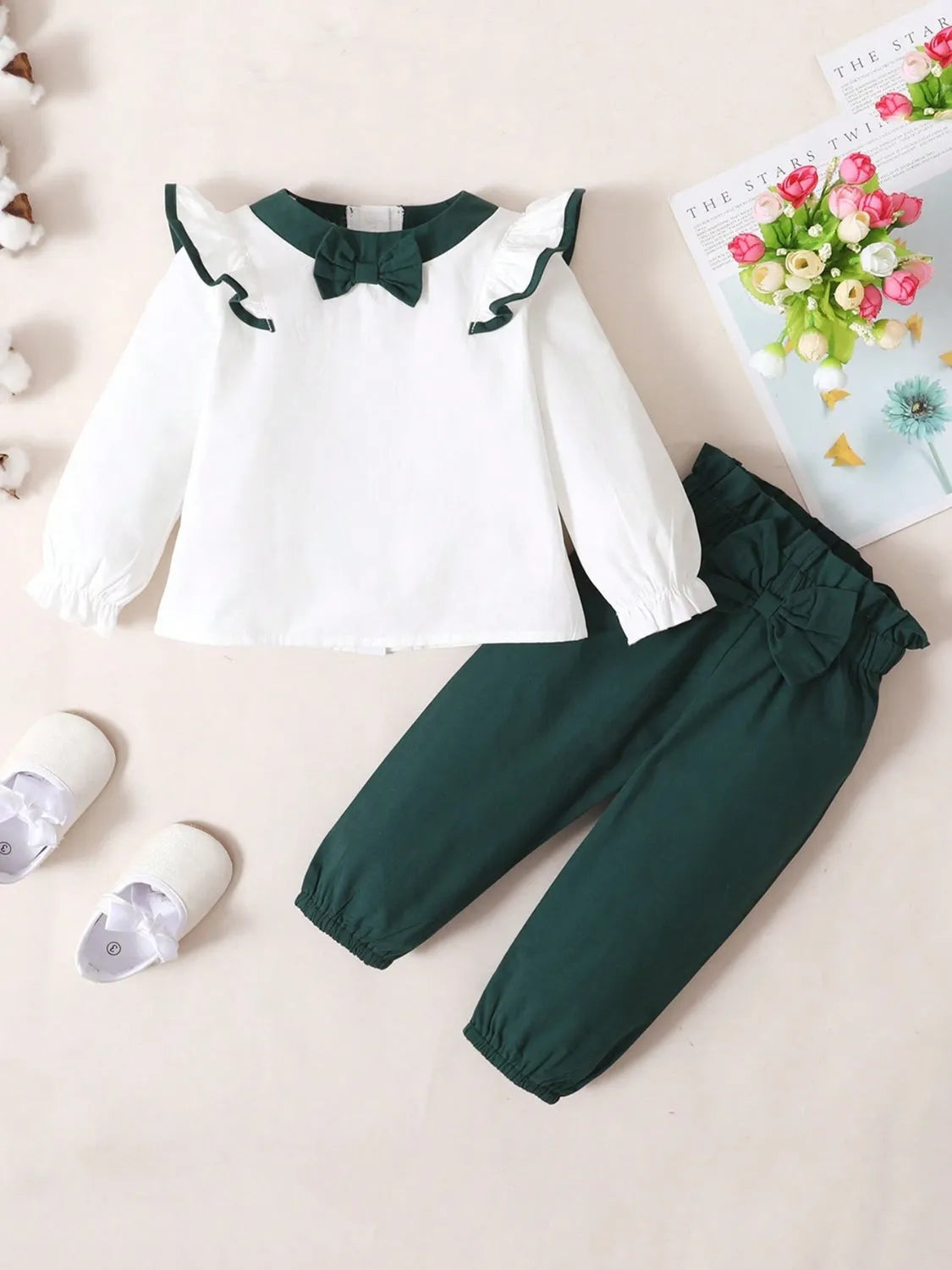 Children's Contrast Ruffled Top and Pants Set - Codrington Expressions 