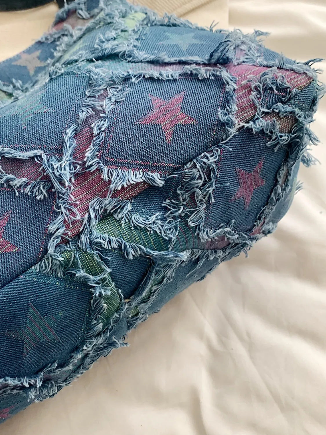 Raw Hem Denim Shoulder Bag - Codrington Expressions 