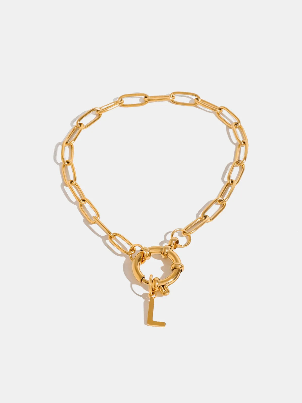 18K Gold-Plated Stainless Steel Letter L Bracelet - Codrington Expressions 