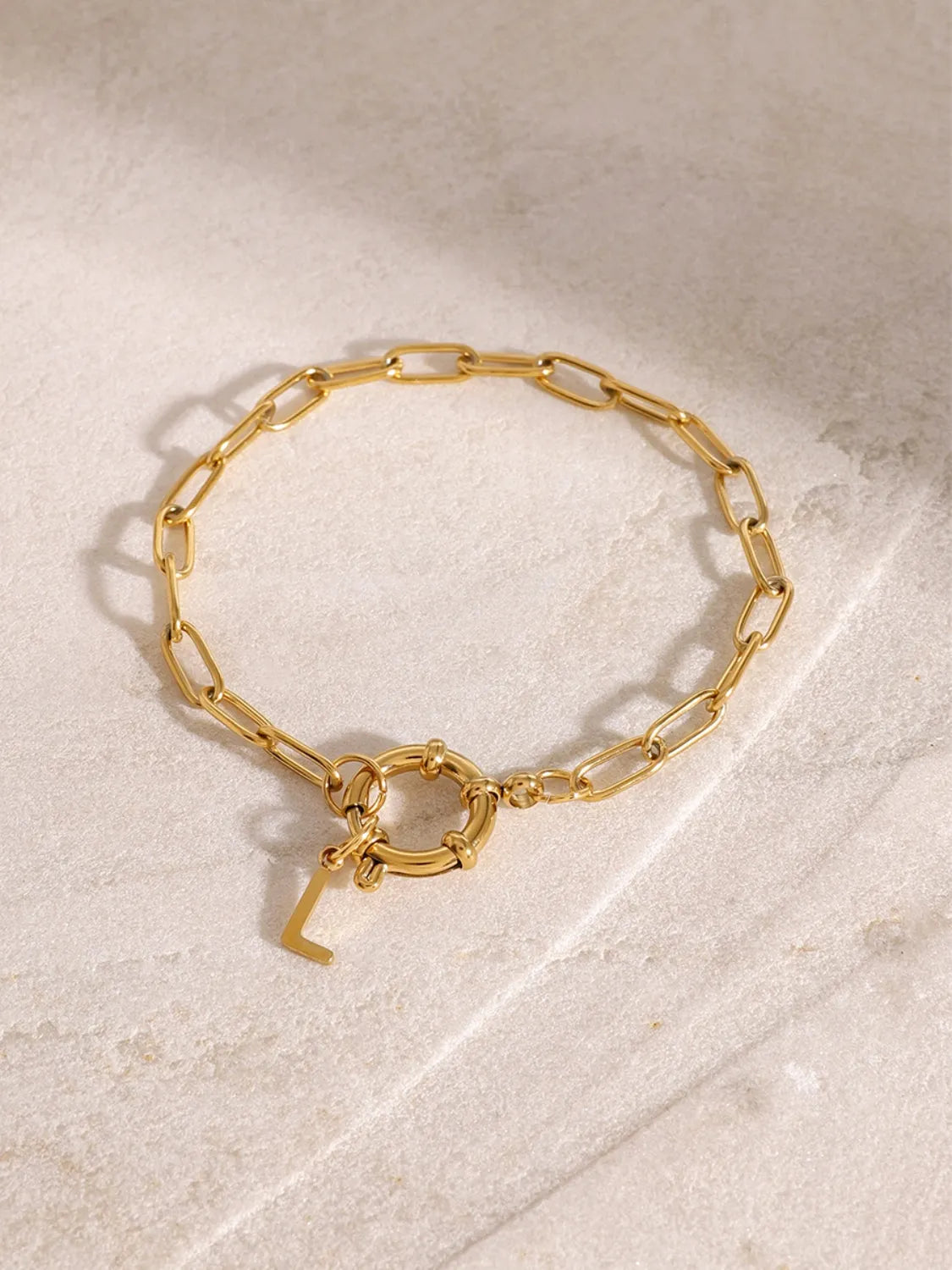 18K Gold-Plated Stainless Steel Letter L Bracelet - Codrington Expressions 