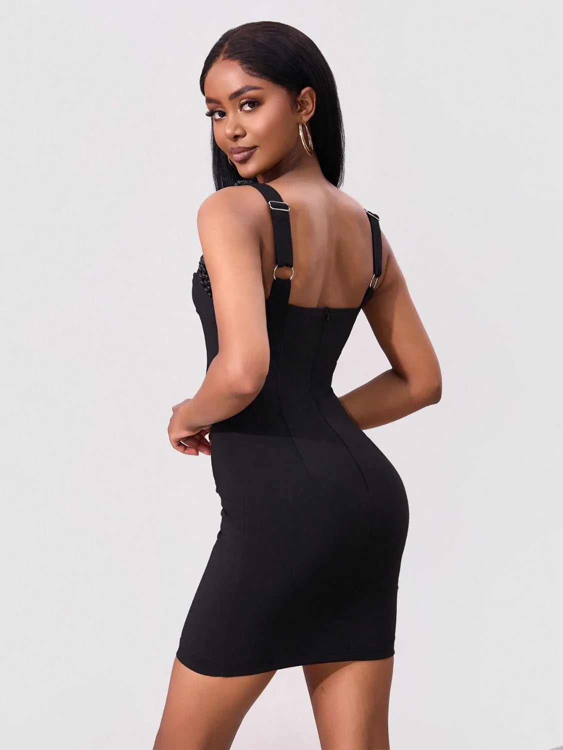 Bead Trim Wide Strap Wrap Dress - Codrington Expressions 