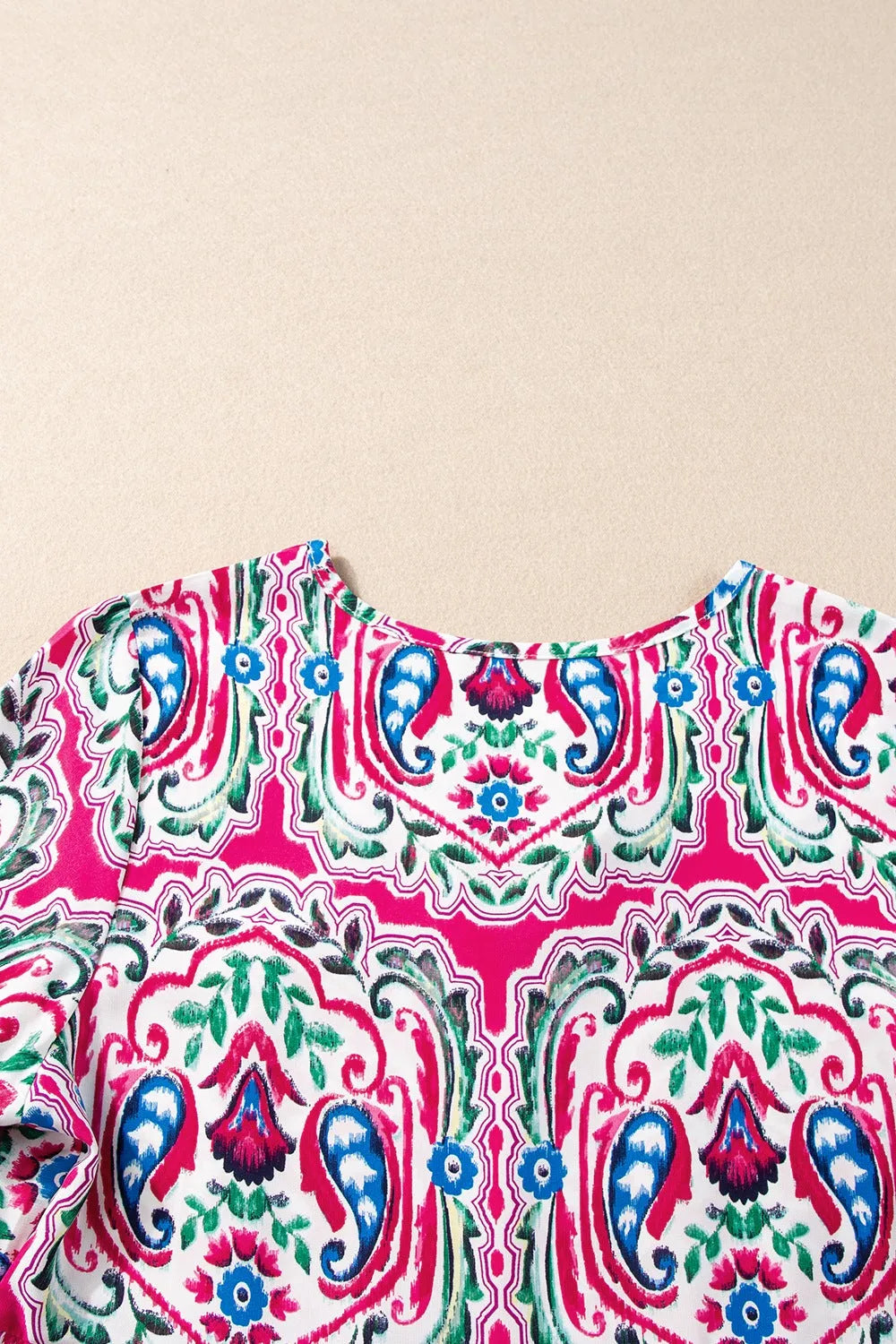 Printed Tie Neck Short Sleeve Dress - Codrington Expressions 