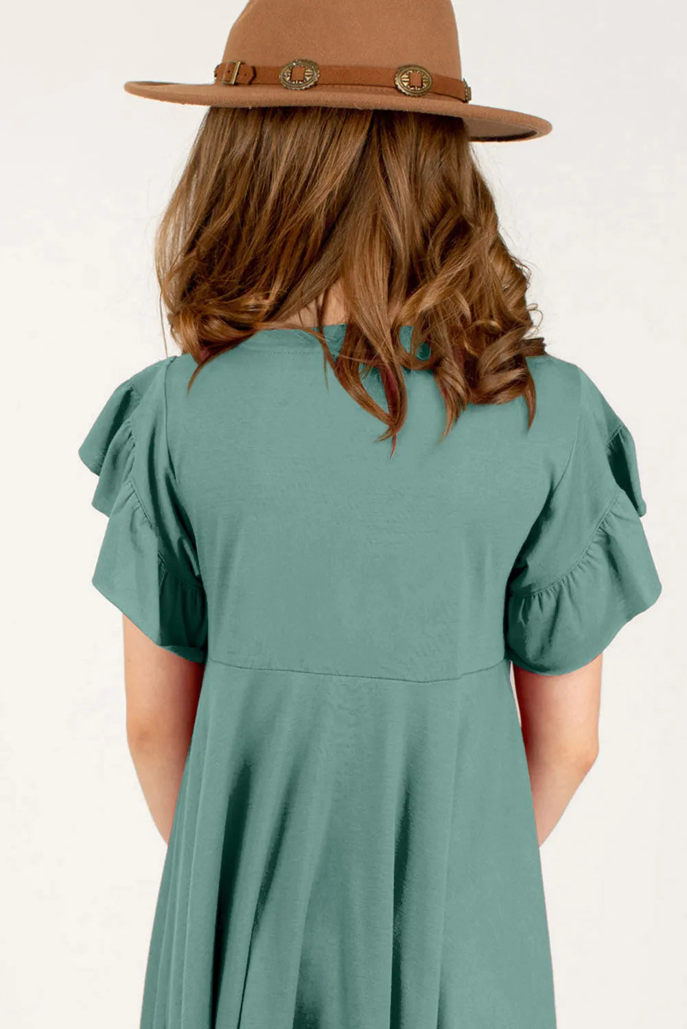 Round Neck Petal Sleeve Dress - Codrington Expressions 