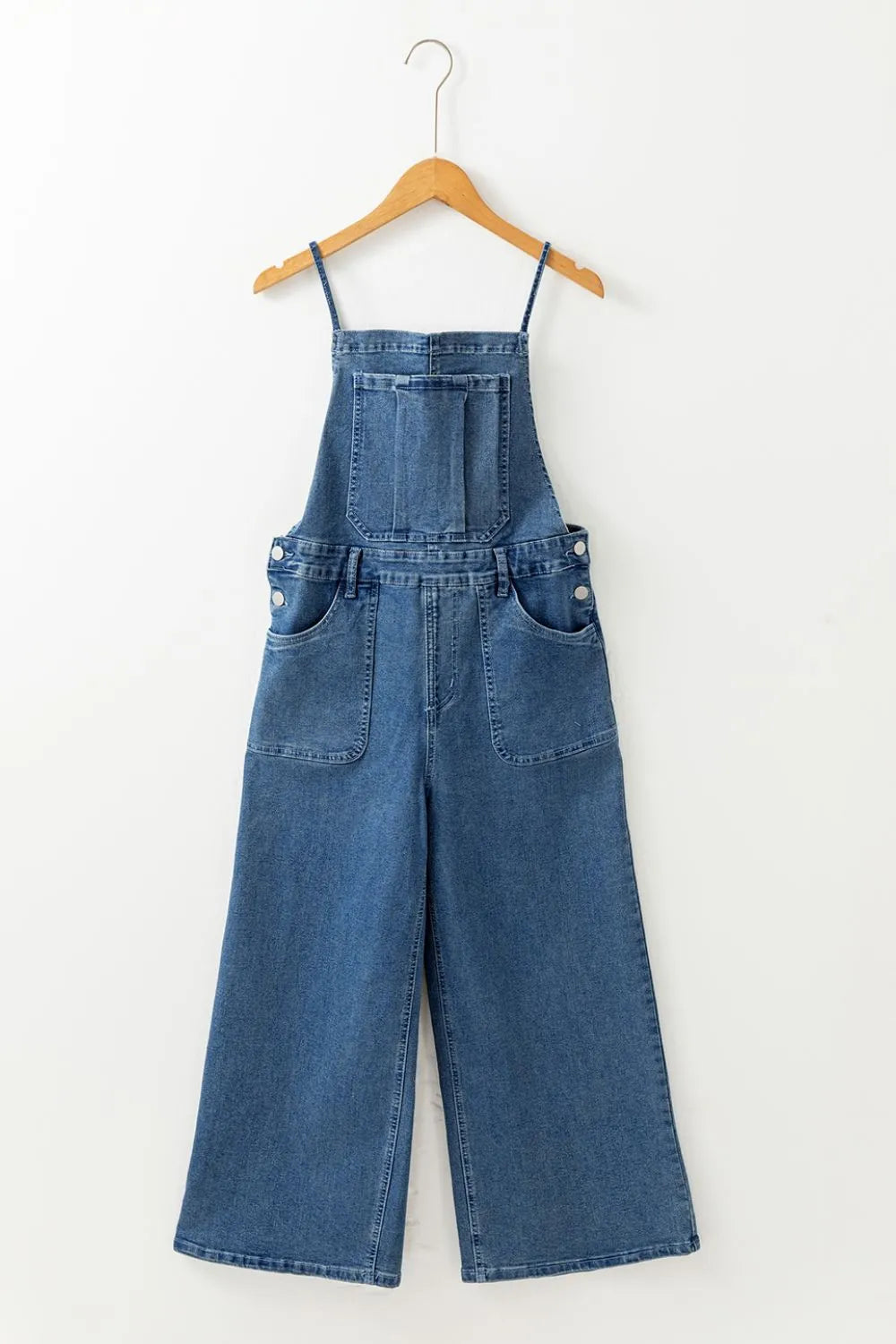 Adjustable Tie Straps Wide Leg Denim Overalls - Codrington Expressions 