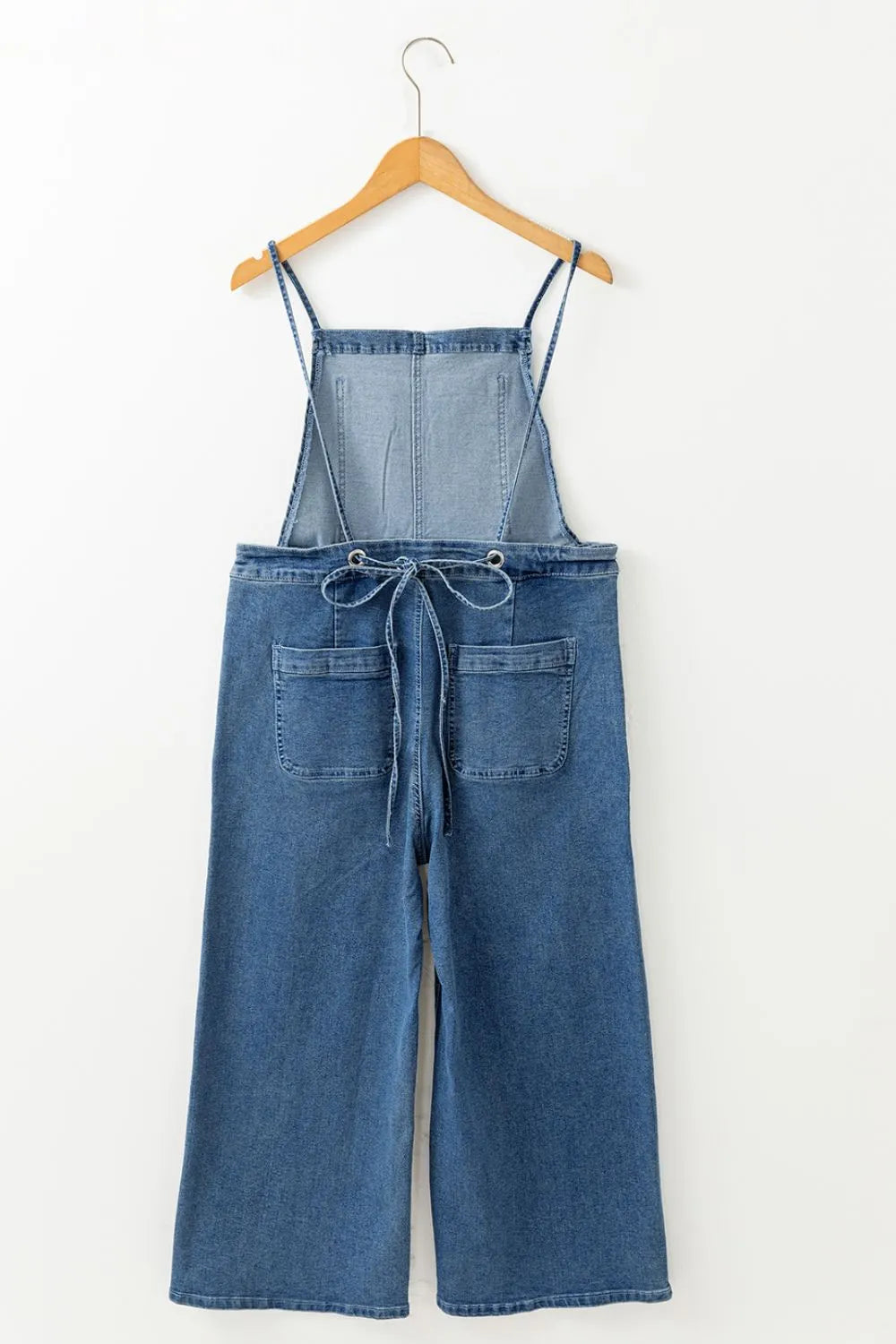 Adjustable Tie Straps Wide Leg Denim Overalls - Codrington Expressions 